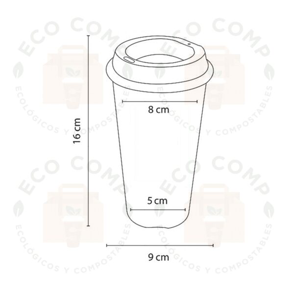 Vaso Cafetero / Tapa 16 oz - Image 2